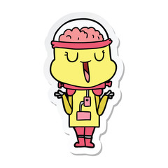 sticker of a happy cartoon robot shrugging shoulders