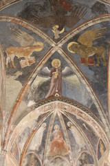 Ceiling frescoes in the upper church San Fermo Maggiore in Verona, Veneto, Italy.