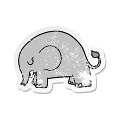 distressed sticker of a cute cartoon elephant