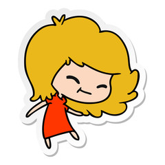 sticker cartoon of cute kawaii girl