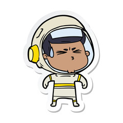 sticker of a cartoon stressed astronaut