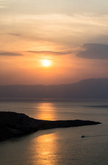 Fototapeta na wymiar Sunset over the the sea and islands, Kvarner Gulf, northern Adriatic Sea, Croatia