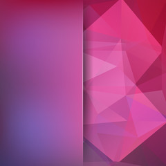 Abstract pink mosaic background. Blur background. Triangle geometric background. Design elements. Vector illustration