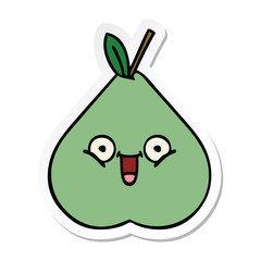 sticker of a cute cartoon green pear