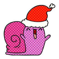 christmas cartoon of kawaii snail