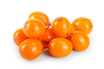 Sea buckthorn. Fresh ripe berry isolated on white background macro