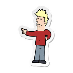 sticker of a cartoon man pointing