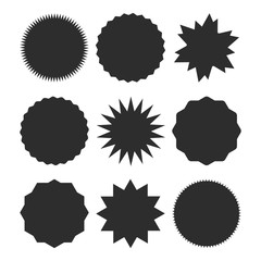Promo sale starburst marks or sticker label icon set. Price quality tag badge for blank template