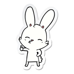 sticker of a curious bunny cartoon