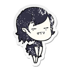 distressed sticker of a cartoon undead vampire girl