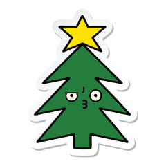 sticker of a cute cartoon christmas tree