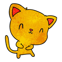 textured cartoon of cute kawaii cat