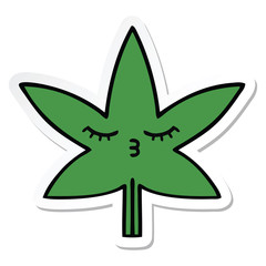 sticker of a cute cartoon marijuana leaf