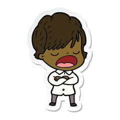 sticker of a cartoon woman talking