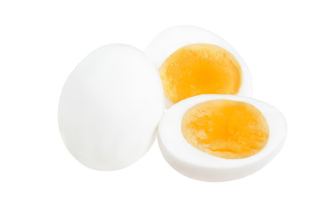 boiled egg and half isolated on white background