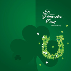Obraz premium Saint Patricks Day green horseshoe two fold greeting card background