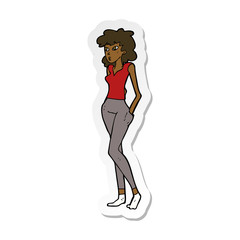 sticker of a cartoon pretty woman