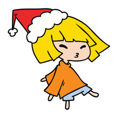 christmas cartoon of kawaii girl