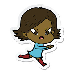 sticker of a cartoon stressed woman