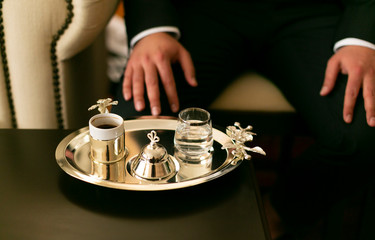 Obraz na płótnie Canvas coffee served on the groom