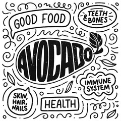 Doodle Poster With Lettering Natural Food Logo Design Sign Banner