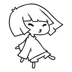 line drawing of a cute kawaii girl