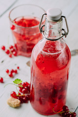 Bottle of infused water with red currant
