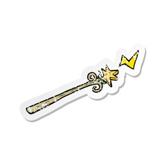 retro distressed sticker of a cartoon magic wand