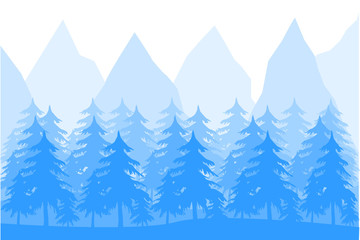Fototapeta premium Paisaje con bosque azul.