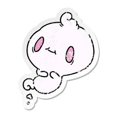 distressed sticker cartoon of a kawaii cute ghost