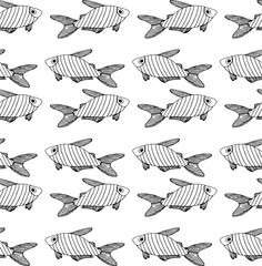 striped black fish pattern on white background