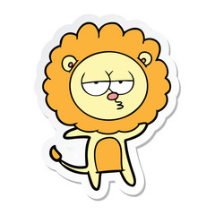 sticker of a cartoon bored lion