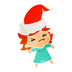 christmas retro cartoon of kawaii girl