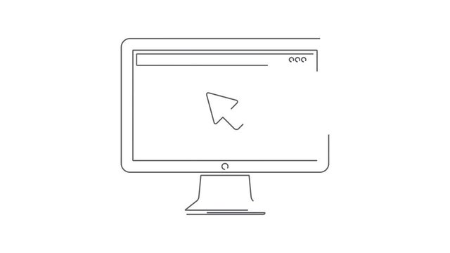 Computer monitor animated lineal symbol icon 4K