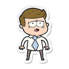 sticker of a cartoon tired man