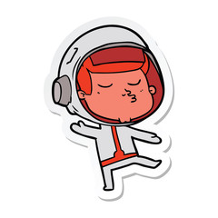 sticker of a cartoon confident astronaut