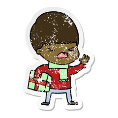 distressed sticker of a cartoon stressed man