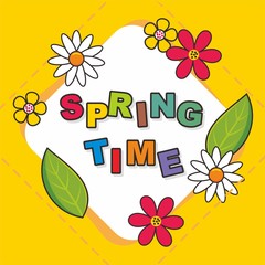 Colorful card template with flower decoration 