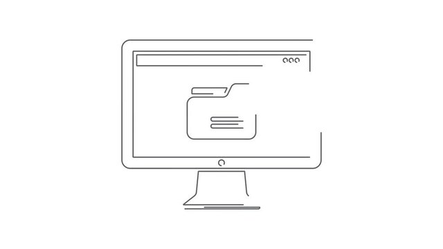 Computer folder animated lineal symbol icon 4K