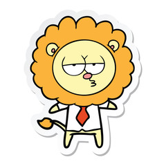 sticker of a cartoon bored lion office worker