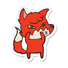 sticker of a clever cartoon fox