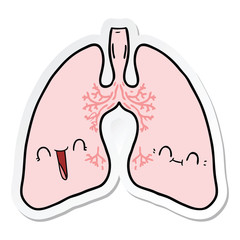 sticker of a cartoon lungs