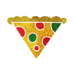 quirky retro illustration style cartoon slice of pizza