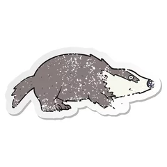 Kussenhoes distressed sticker of a cartoon badger © lineartestpilot