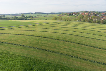 Dörfliche Feld- und Wiesen-Landschaft im bayerischen Voralpenland