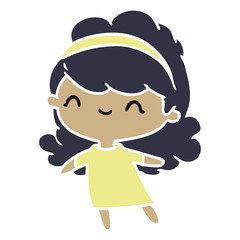 cartoon kawaii girl with head band