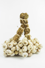 Bundle of garlic or garlics on isolated on white background