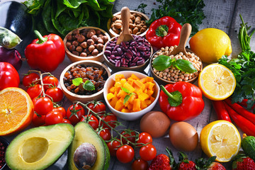 Assorted organic food products on the table