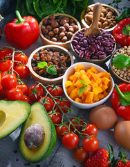 Assorted organic food products on the table