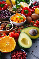 Assorted organic food products on the table